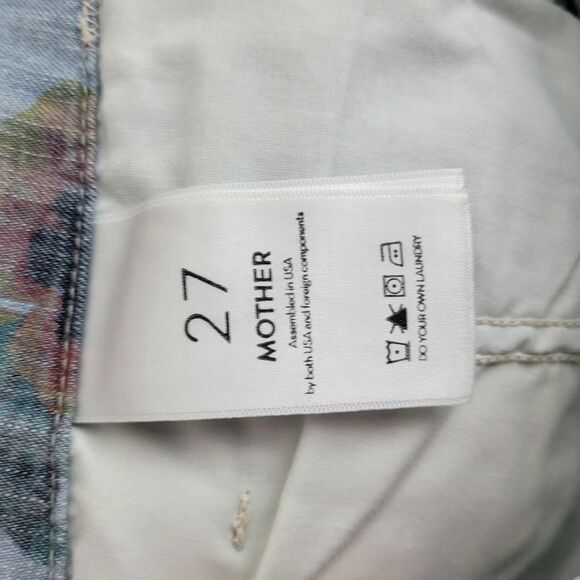 MOTHER Women's The No Zip Misfit Floral Pants Fresh Cut Chambray Jogger Size 27 - Picture 13 of 14